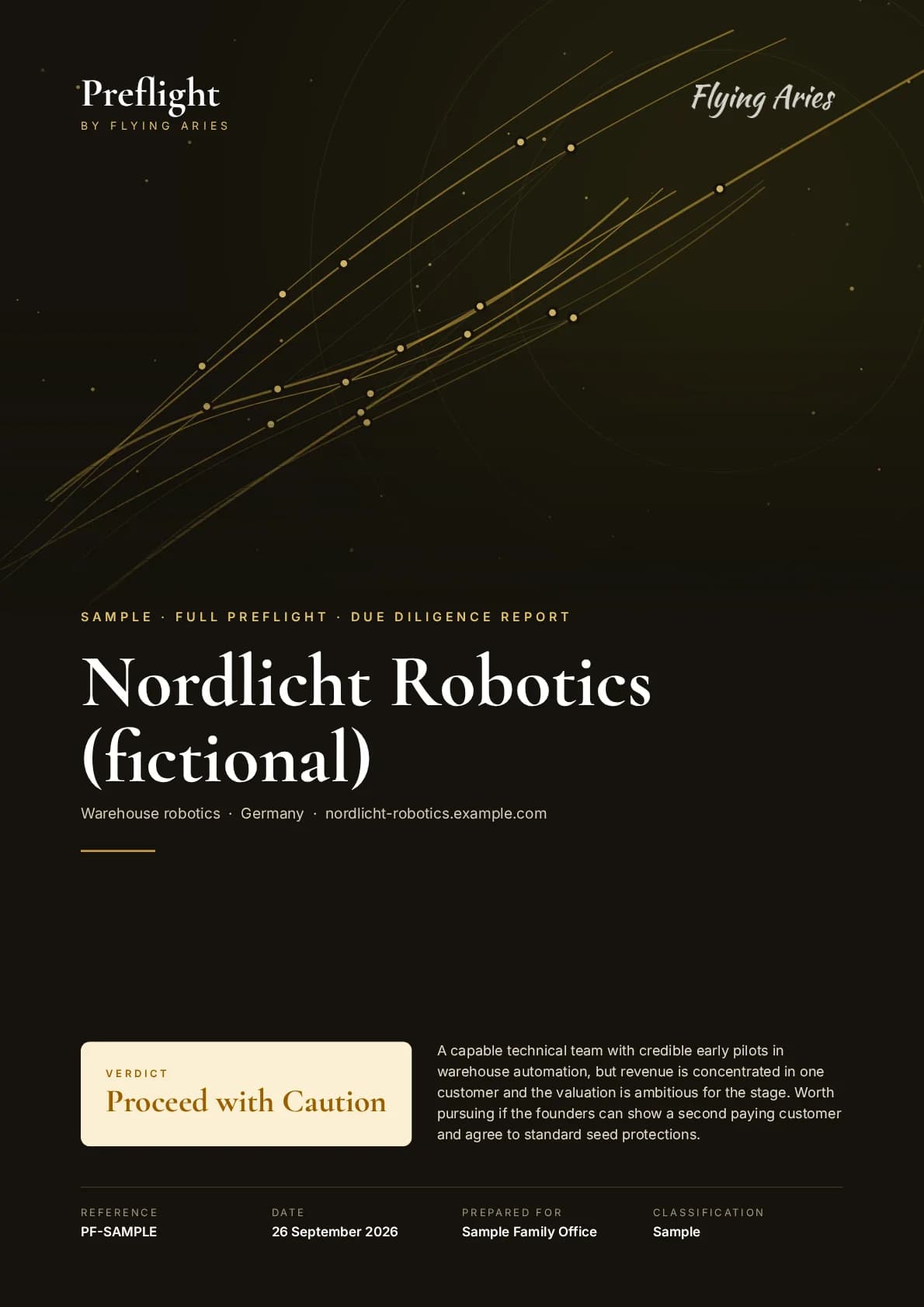 Cover of the sample report about Nordlicht Robotics (fictional)